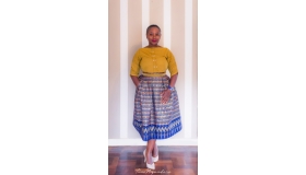 Ethnic Print Mid-Length Full Skirt with Pockets